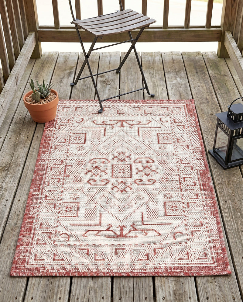 Tribal Terrace Treasures Collection Area Rug - Mayan Marina (Rust Red) Rectangle Rust Red  lifestyle 8