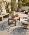 Patio Heritage Collection Area Rug -  Biloxi Rectangle White and Black  lifestyle 7
