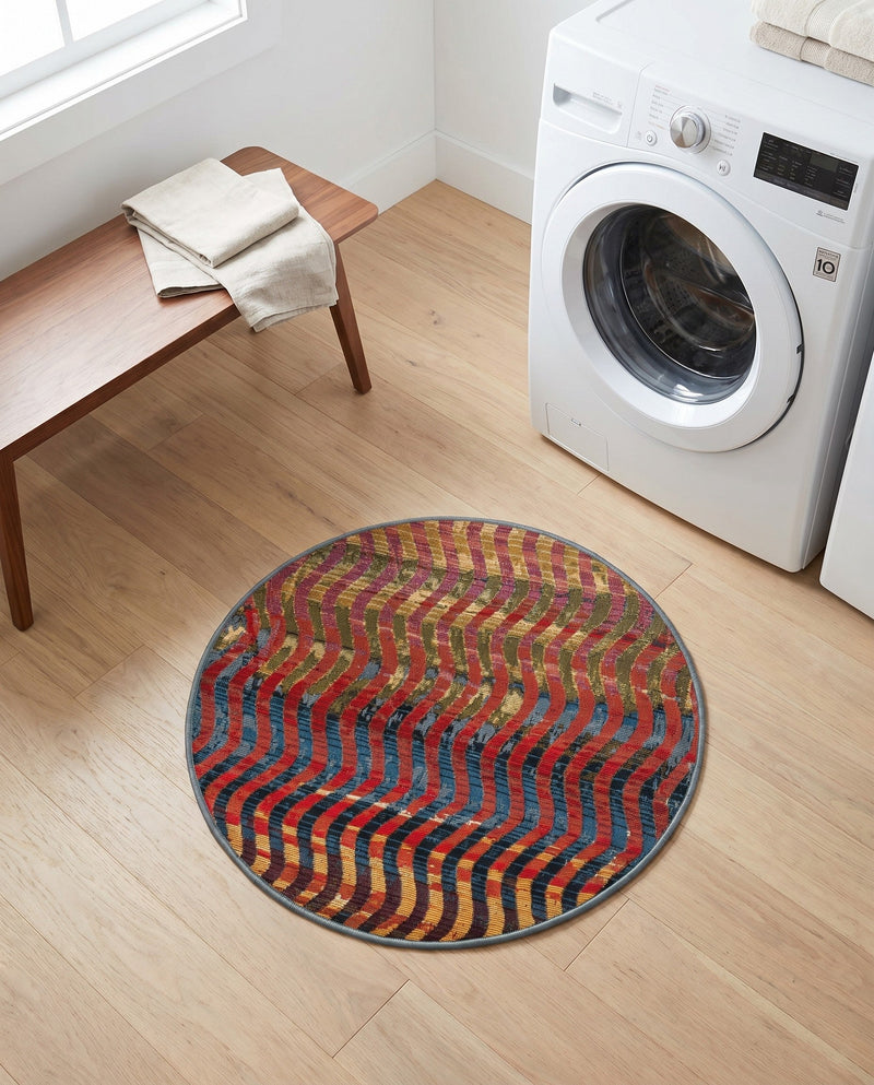 Urban Terrace Collection Area Rug -  Walkway Round Multi  lifestyle 82
