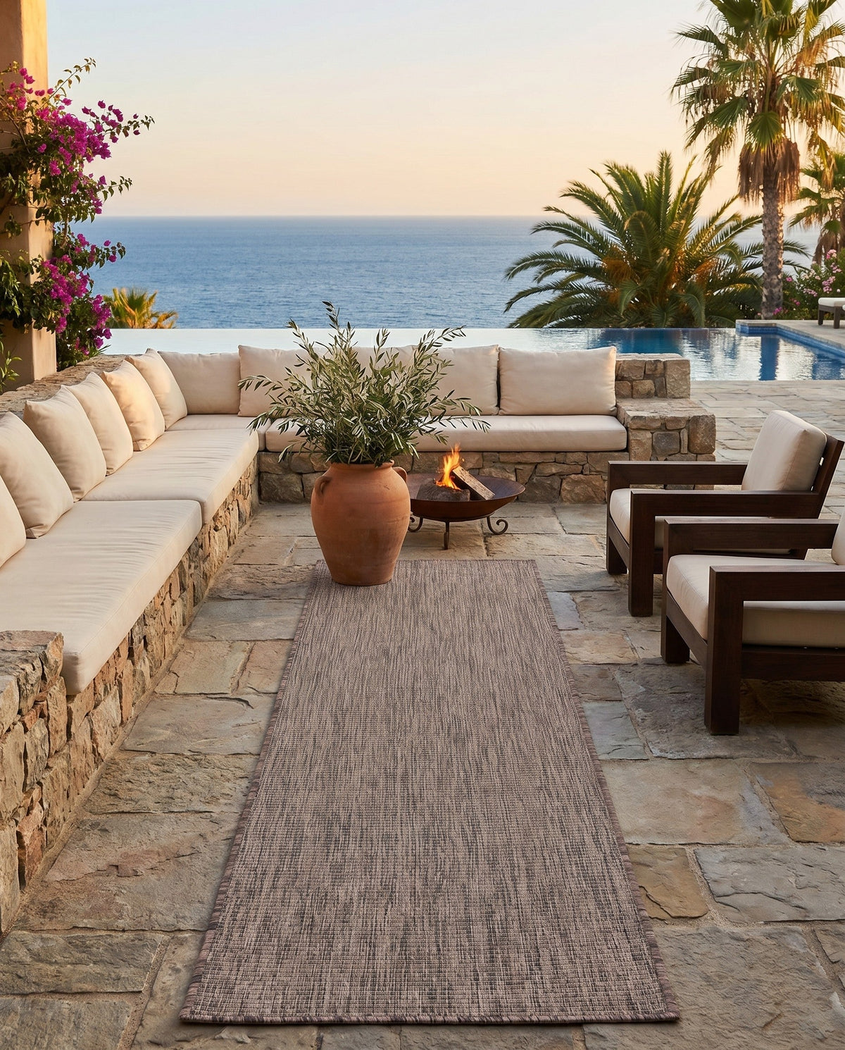Seaside Serenity Collection Area Rug - Veranda (Light Brown) Runner Light Brown  lifestyle 114