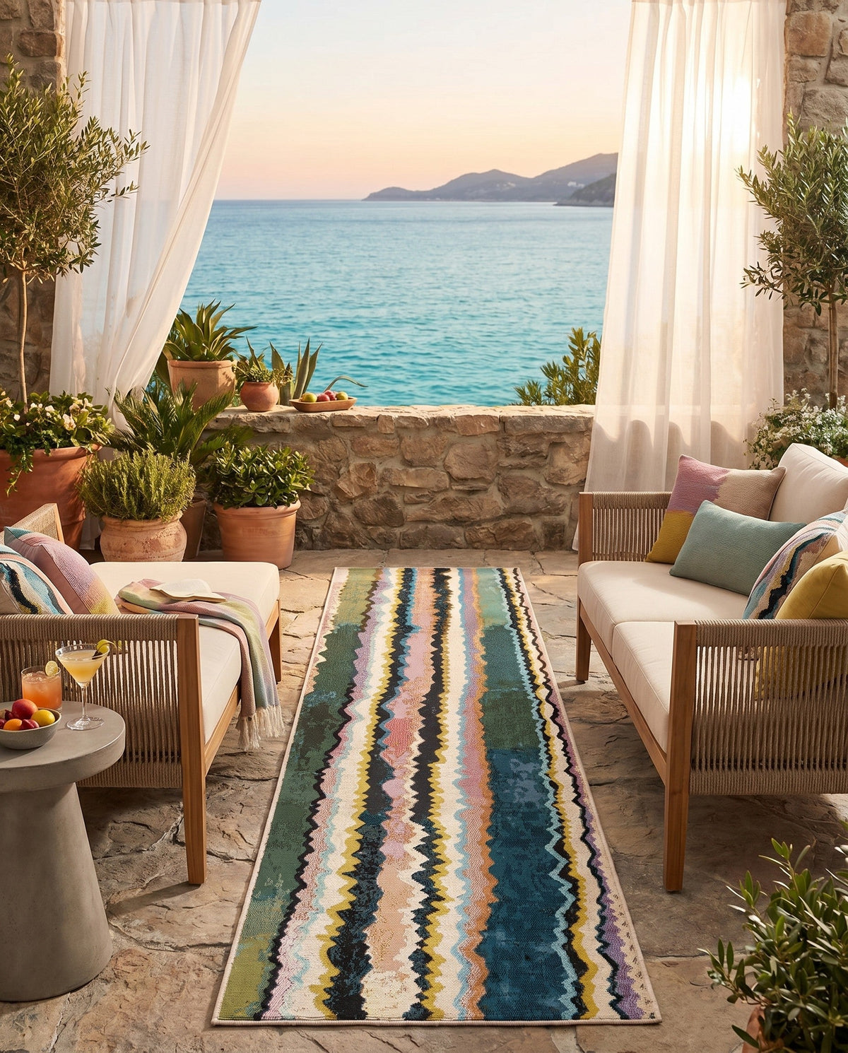 Urban Terrace Collection Area Rug -  Capri Runner Multi  lifestyle 68