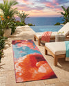 Urban Terrace Collection Area Rug -  Patio Runner Gray and Pink  lifestyle 69