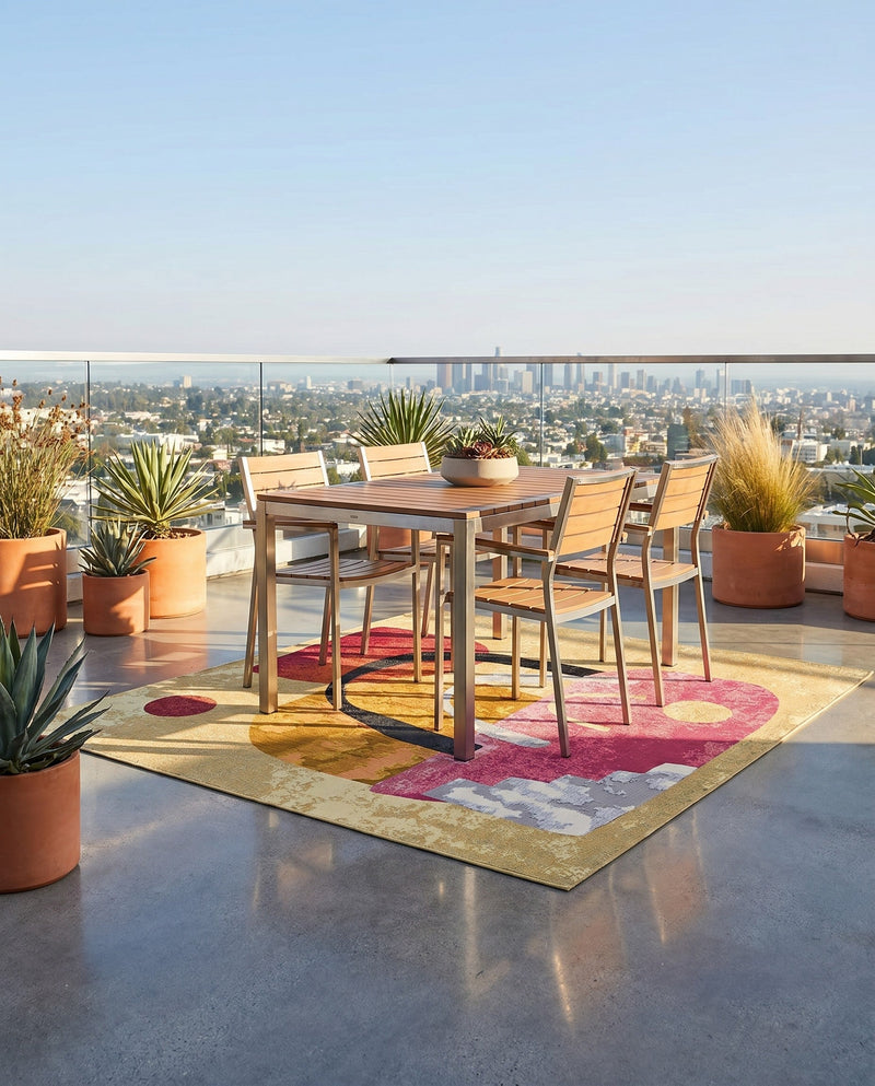 Urban Terrace Collection Area Rug -  Skyline Square Multi  lifestyle 63