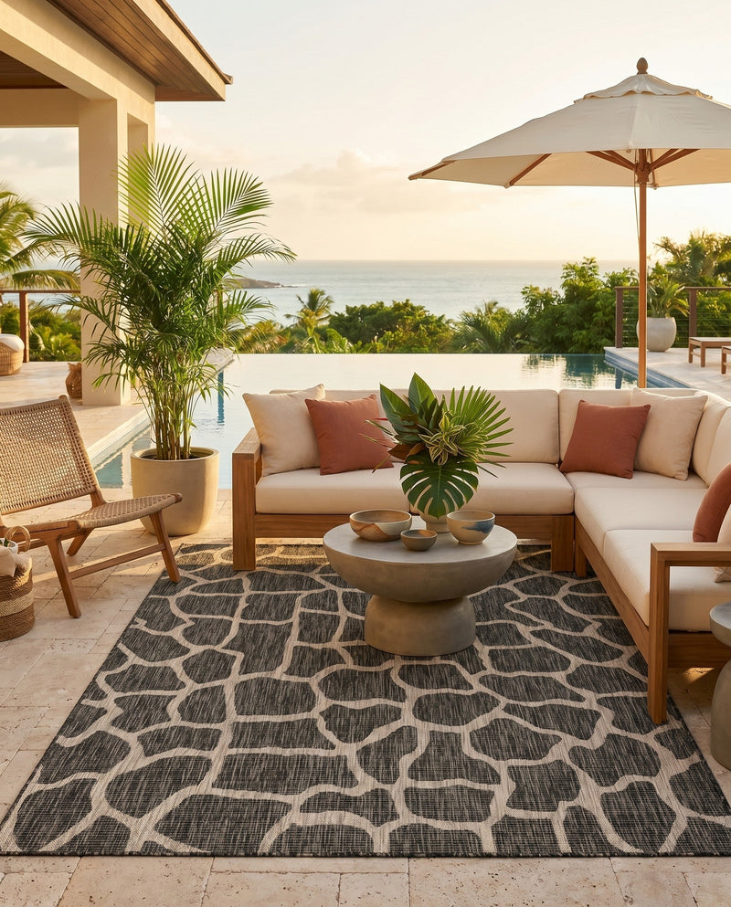 Savannah Escape Collection Area Rug -  Rainforest Rectangle Charcoal Gray  lifestyle 55