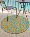 Savannah Escape Collection Area Rug -  Amazon (Blue Yellow) Round Blue Yellow  lifestyle 65