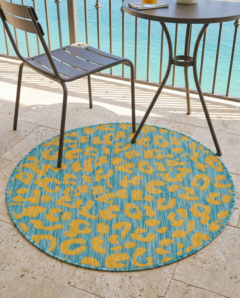 Savannah Escape Collection Area Rug -  Amazon (Blue Yellow) Round Blue Yellow  lifestyle 65