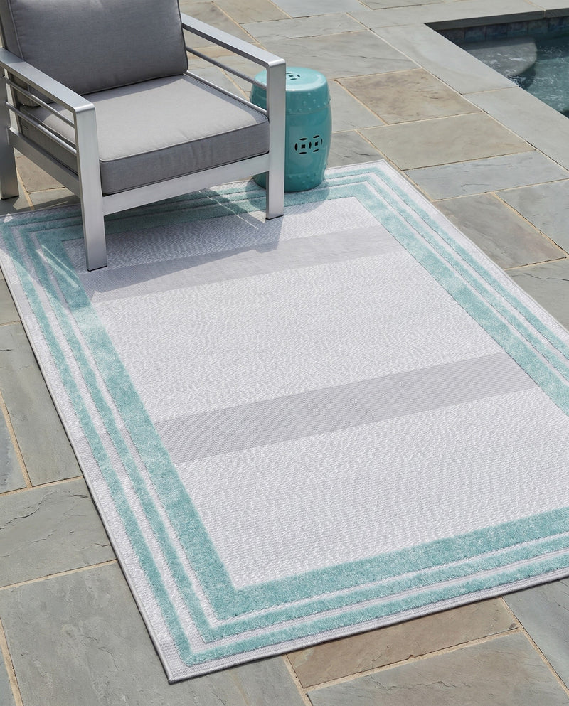 Bahama Breeze Outdoor Collection Area Rug -  Abaco Rectangle Gray Teal  lifestyle 72