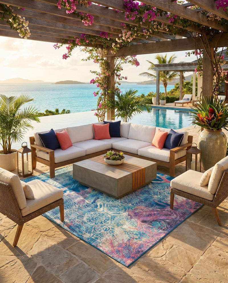 Seaside Haven Rugs Collection Area Rug - Marina Rectangle Multi  lifestyle 15