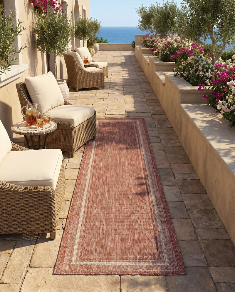 Terrace Fringe Collection Area Rug - Veranda (Rust Red) Runner Rust Red  lifestyle 86
