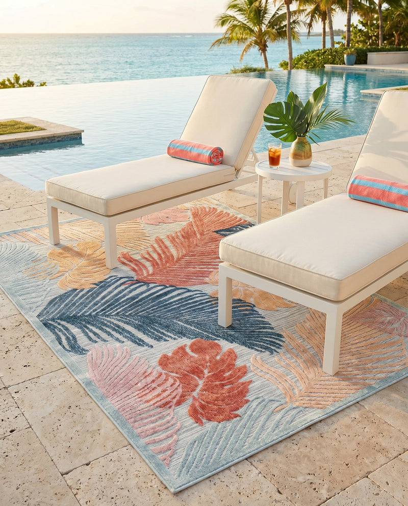 Seaside Blooms Collection Area Rug -  Tranquil Rectangle Multi  lifestyle 29