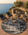Urban Terrace Collection Area Rug -  Midtown Round Black and White  lifestyle 78