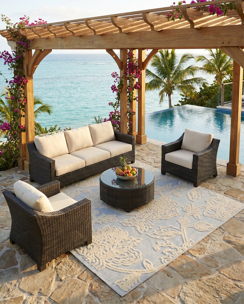 Bahama Breeze Outdoor Collection Area Rug -  Eleuthera Rectangle Gray  lifestyle 40