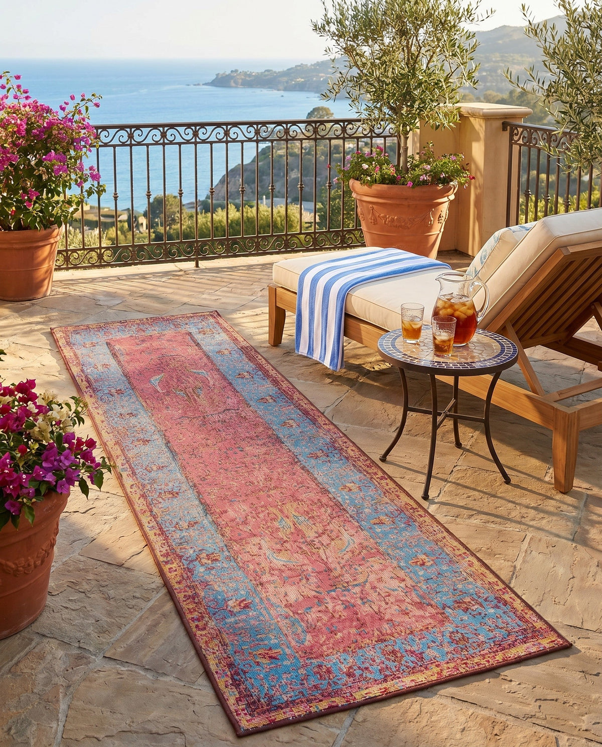 Patio Heritage Collection Area Rug -  Serenity Runner Vintage Salmon Coral  lifestyle 87