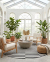 Seaside Stripes Collection Area Rug - Cabana (Charcoal) Round Charcoal  lifestyle 31