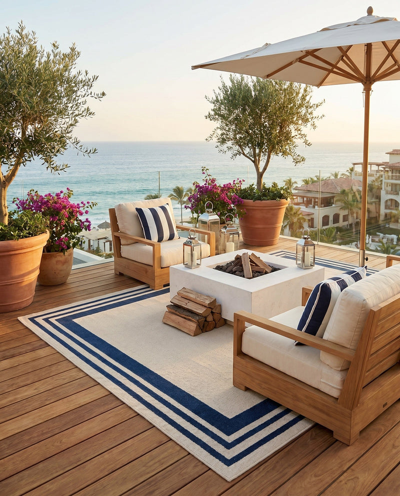 Bahama Breeze Outdoor Collection Area Rug -  Abaco Rectangle Beige  lifestyle 54
