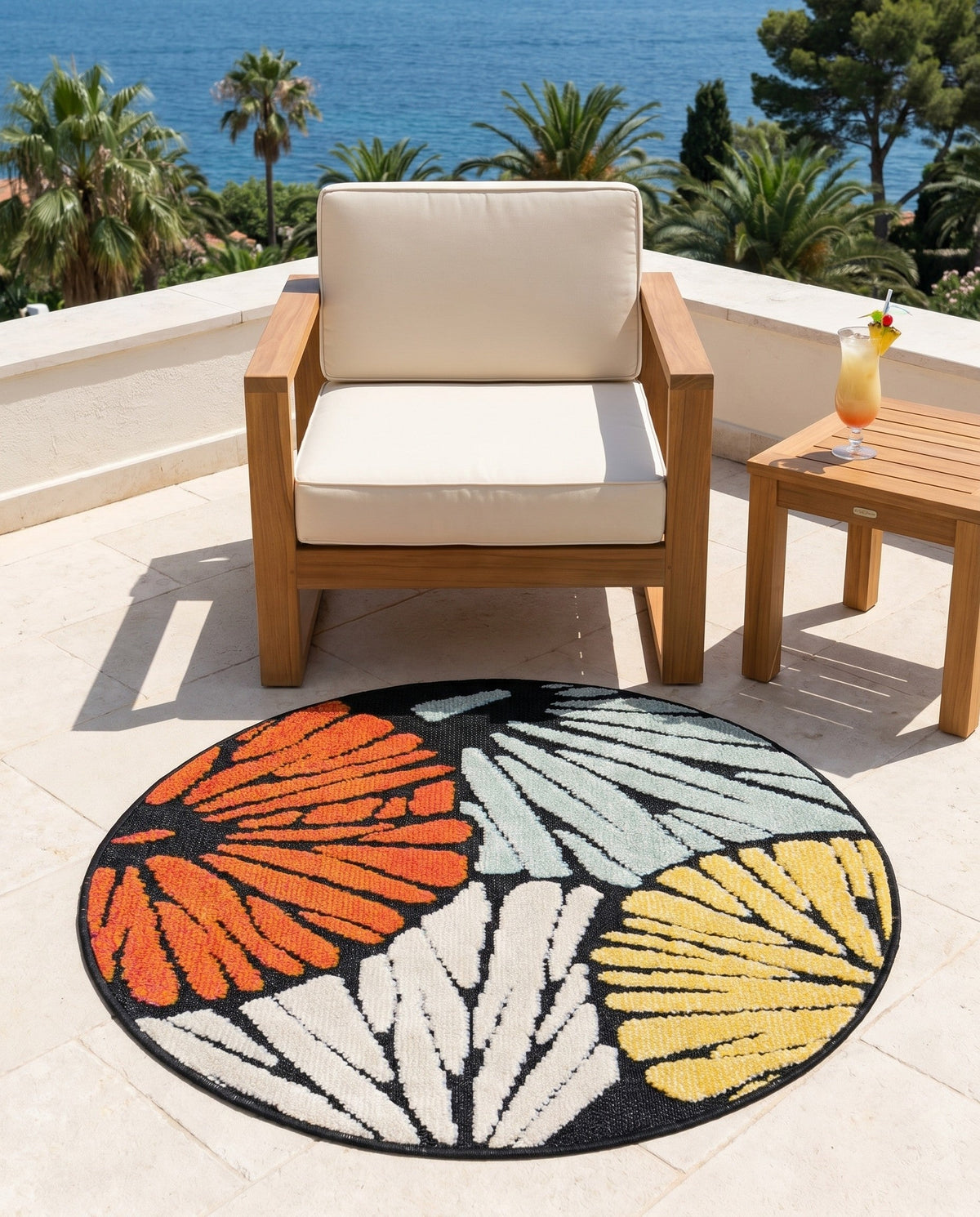 Outdoor Marrakesh Collection Area Rug -  Tetouan Round Multi  lifestyle 88