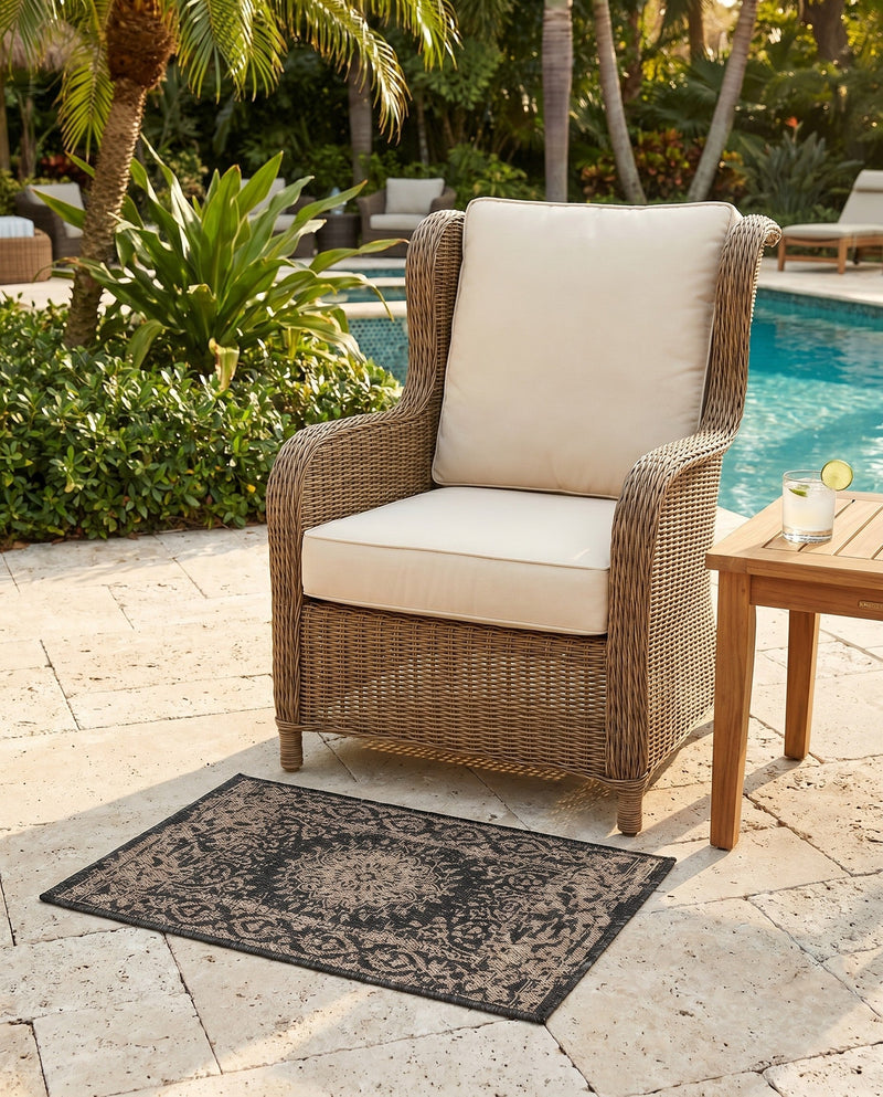 Patio Heritage Collection Area Rug -  Lafayette (Black) Rectangle Black  lifestyle 16