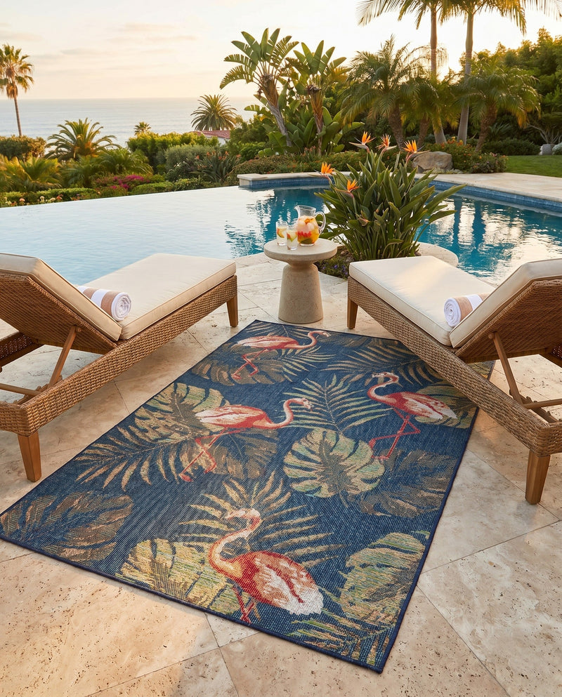 Coastal Terrace Collection Area Rug - Seabreeze Rectangle Navy Blue  lifestyle 8