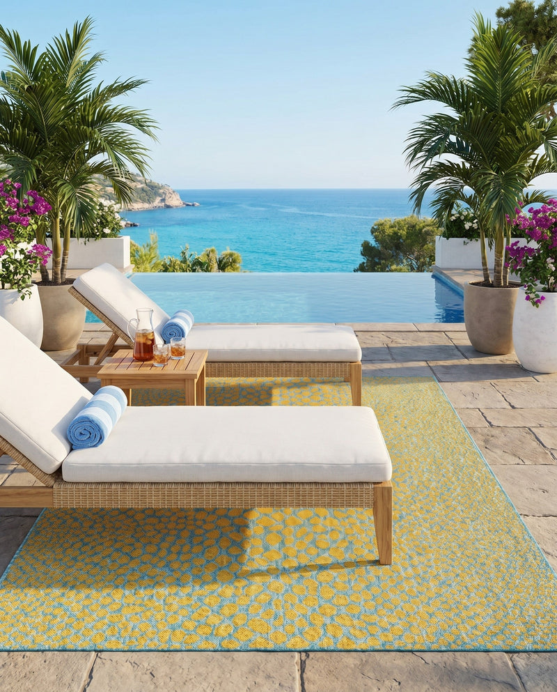 Urban Oasis Rugs Collection Area Rug -  Terrace (Yellow and Aqua) Rectangle Yellow and Aqua  lifestyle 15