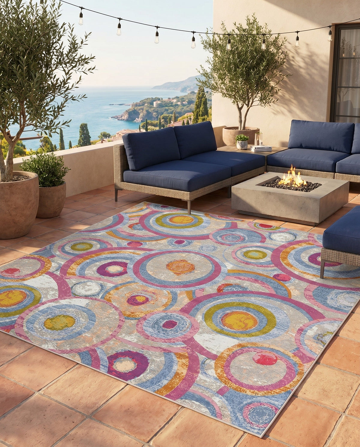 Urban Terrace Collection Area Rug -  Plaza Square Multi  lifestyle 83
