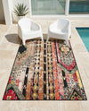 Outdoor Marrakesh Collection Area Rug -  Agadir Rectangle Multi Black  lifestyle 29