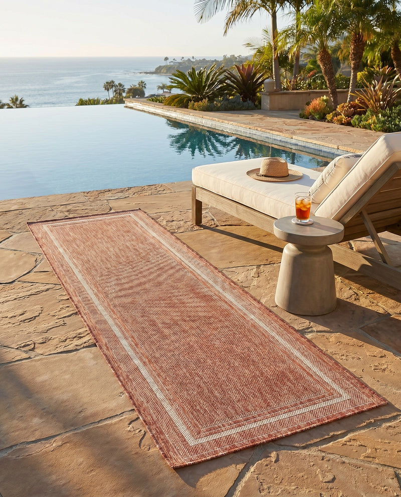 Terrace Fringe Collection Area Rug - Veranda (Rust Red) Runner Rust Red  lifestyle 87
