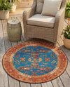 Patio Heritage Collection Area Rug -  Pavilion Round Navy Blue  lifestyle 61
