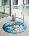 Urban Terrace Collection Area Rug -  Pergola Round Blue  lifestyle 49