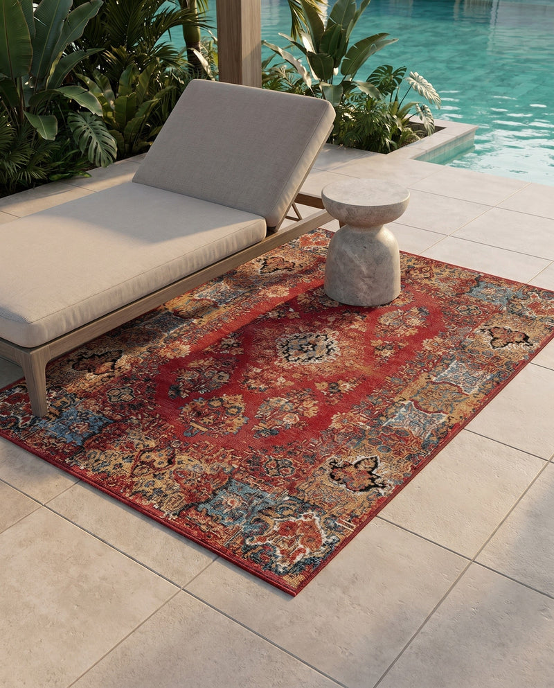 Patio Heritage Collection Area Rug -  Terrace Rectangle Antique Red  lifestyle 12