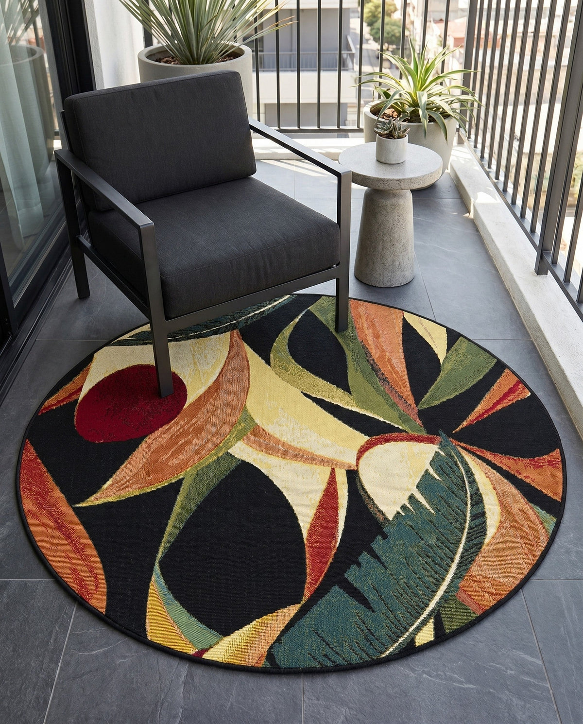 Seaside Blooms Collection Area Rug -  Tivoli Round Multi  lifestyle 117