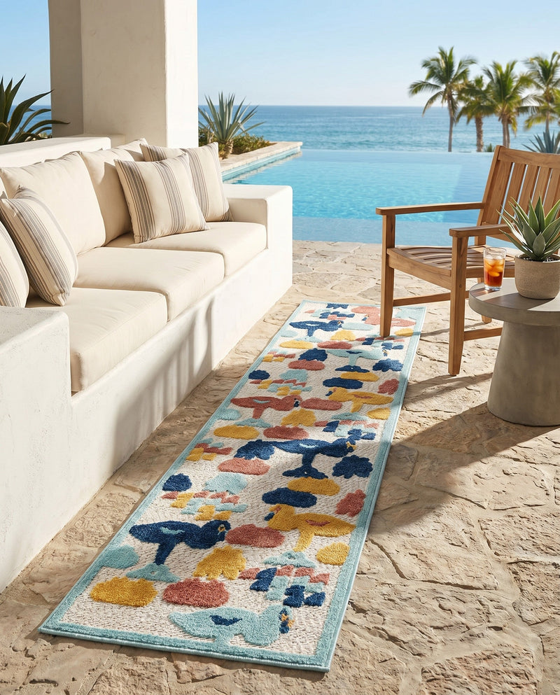 Caribbean Terrace Collection Area Rug -  StLucia Runner White  lifestyle 64