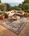Patio Heritage Collection Area Rug -  Courtyard Rectangle Navy Blue and Light Pink  lifestyle 27