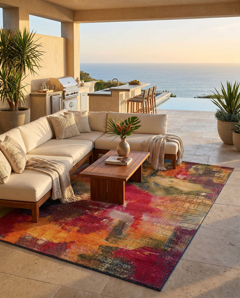 Urban Terrace Collection Area Rug -  Atrium Rectangle Multi  lifestyle 63