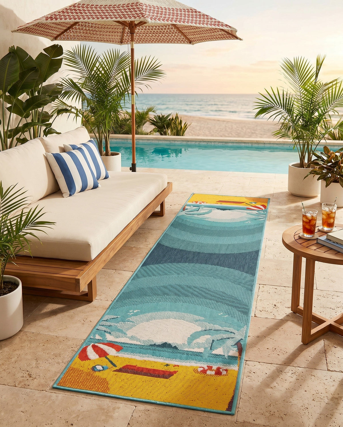 Seaside Haven Rugs Collection Area Rug -  Dockside Runner Multi  lifestyle 82