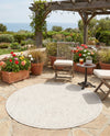 Tribal Terrace Treasures Collection Area Rug - Mayan Marina (Light Gray) Round Light Gray  lifestyle 29