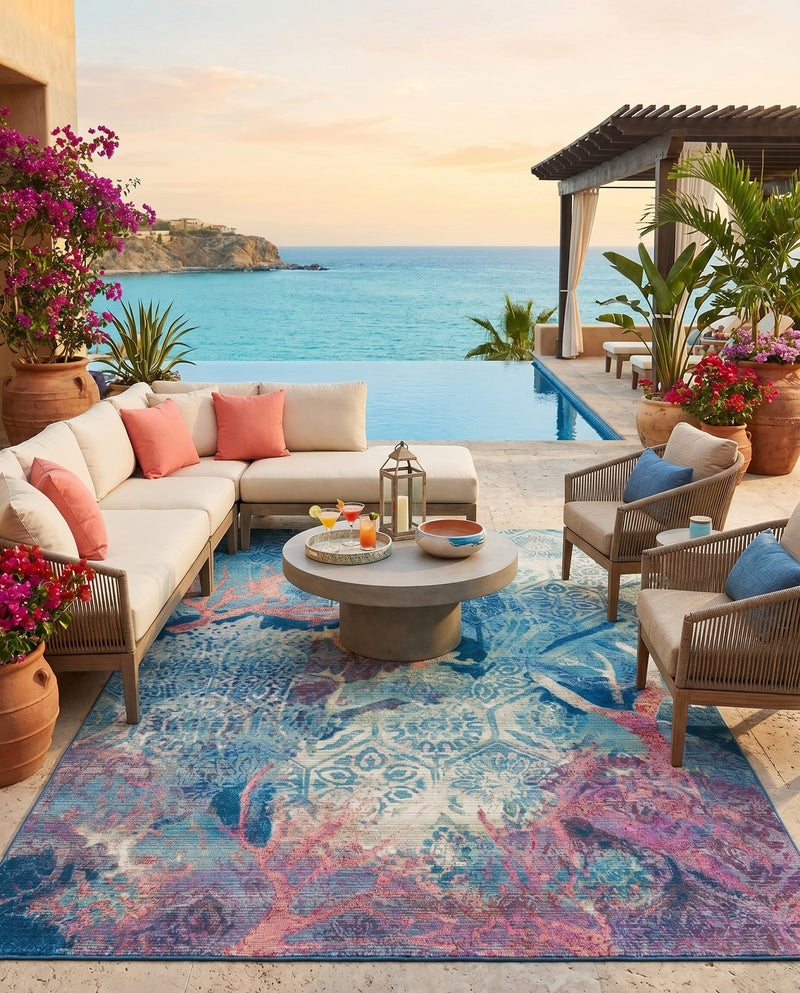 Seaside Haven Rugs Collection Area Rug - Marina Rectangle Multi  lifestyle 33