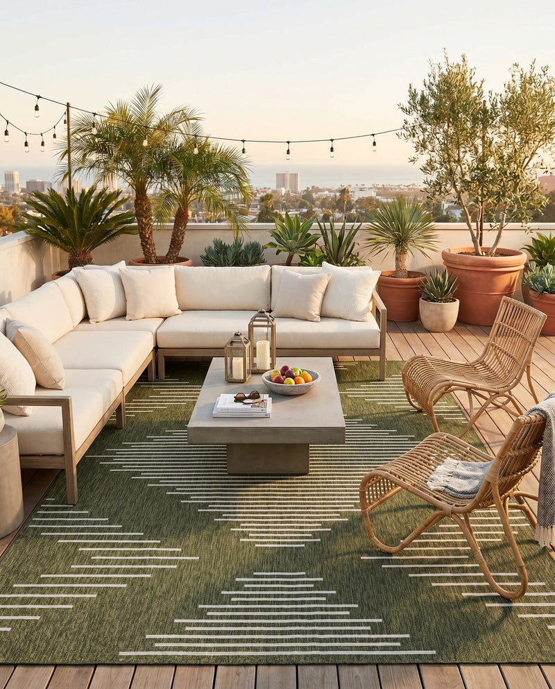 Urban Terrace Collection Area Rug -  Chelsea (Green) Rectangle Green  lifestyle 5