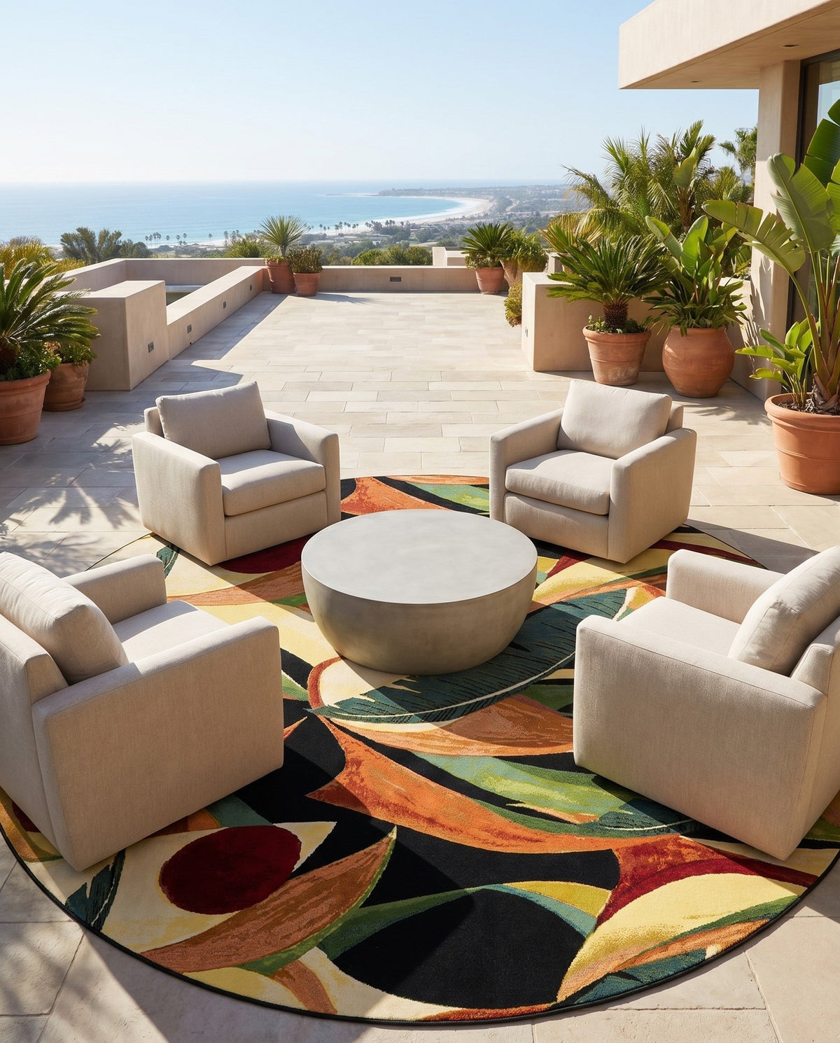 Seaside Blooms Collection Area Rug -  Tivoli Round Multi  lifestyle 97