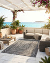 Sustainable Strands Indoor-Outdoor Oasis Collection Area Rug -  Sandbar (Black and White) Rectangle Black and White  lifestyle 7
