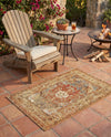 Patio Heritage Collection Area Rug -  Pergola Rectangle Blue and Light Brown  lifestyle 13