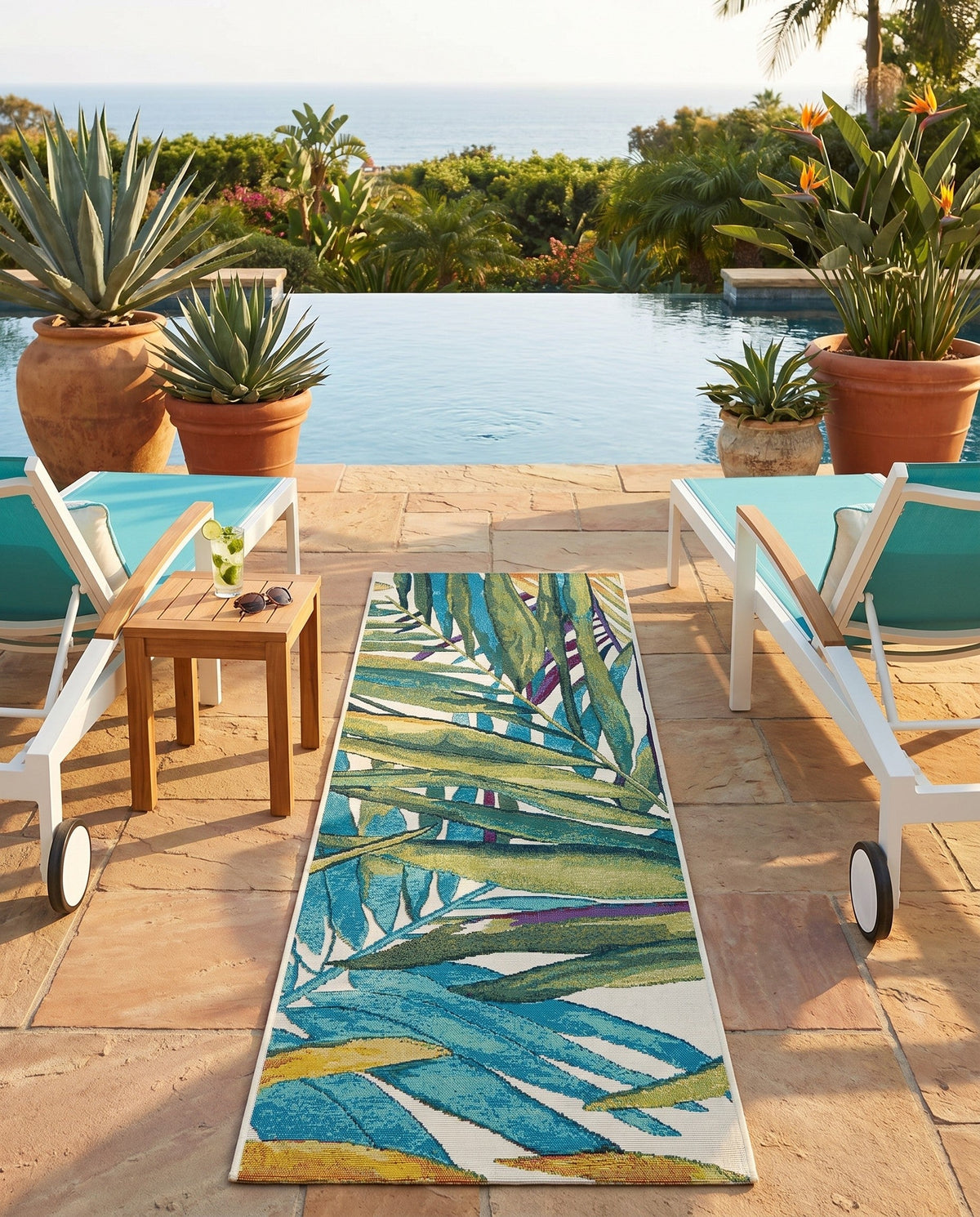 Seaside Blooms Collection Area Rug -  Arcadia Runner Multi  lifestyle 102