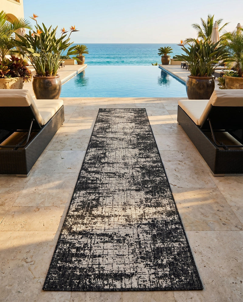 Urban Terrace Collection Area Rug -  Midtown Runner Black and White  lifestyle 28