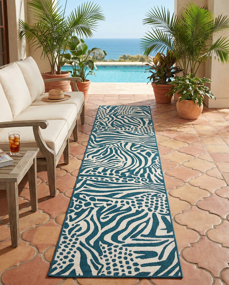 Savannah Escape Collection Area Rug -  Masai Runner Navy Blue and Ivory  lifestyle 71