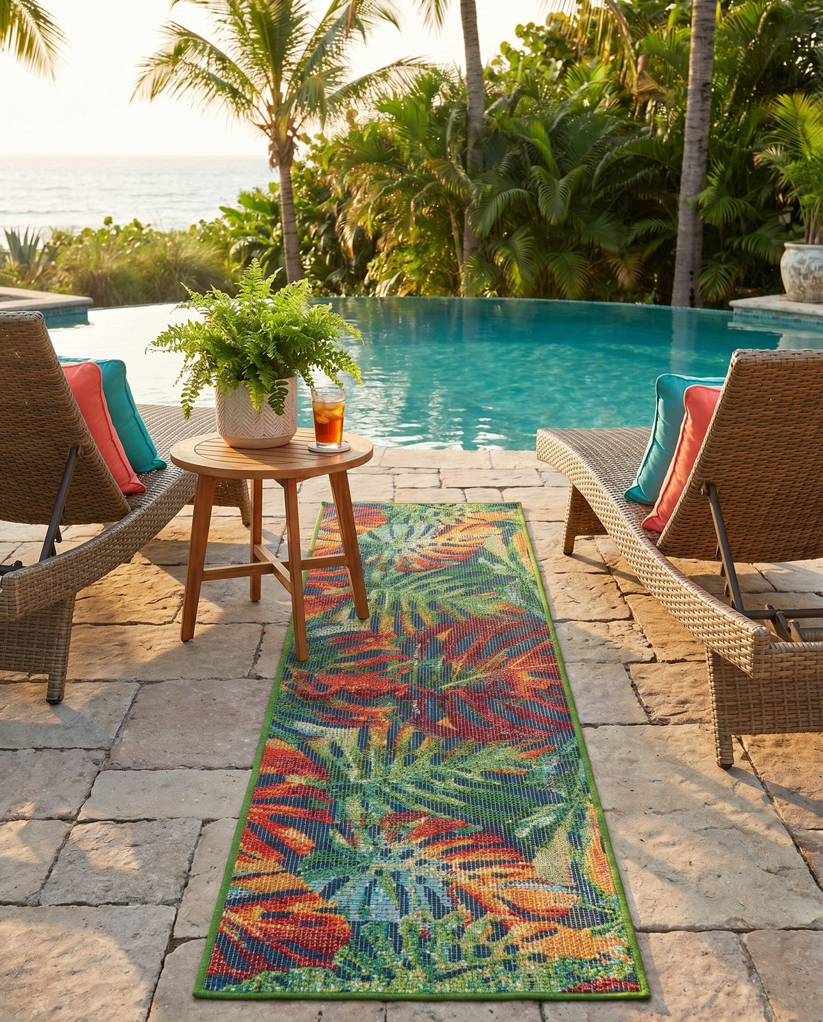 Coastal Terrace Collection Area Rug -  Pier Runner Multi  lifestyle 93