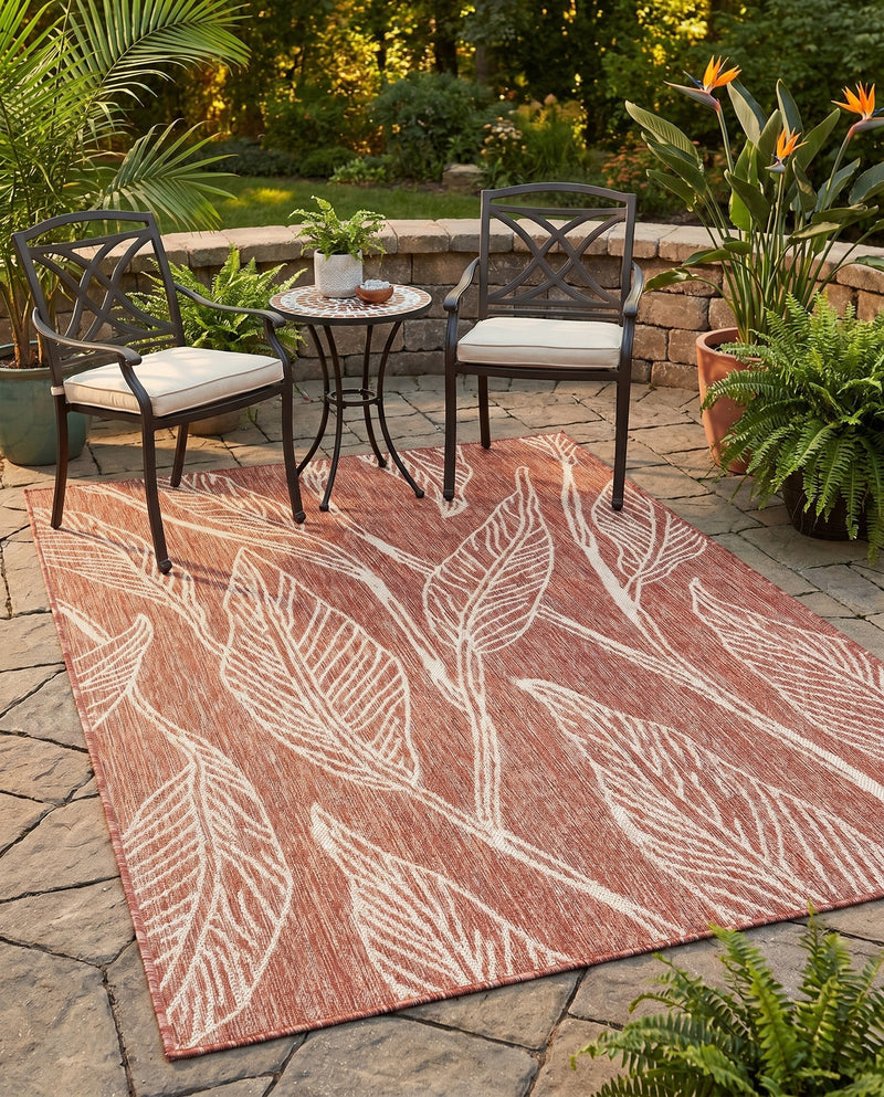 Seaside Blooms Collection Area Rug -  Evergreen (Rust Red) Rectangle Rust Red  lifestyle 10