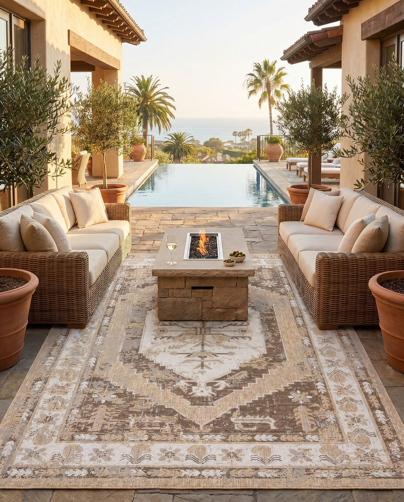 Patio Heritage Collection Area Rug -  Augusta (Natural) Rectangle Natural  lifestyle 34