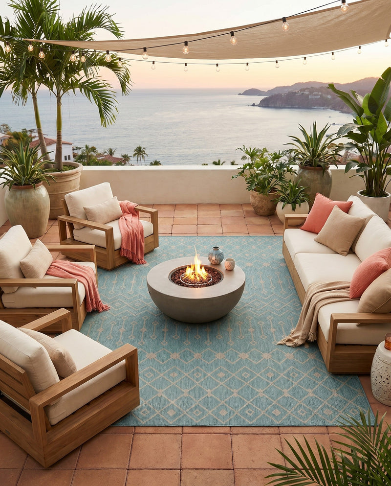 Savannah Pergola Collection Area Rug -  Pergola (Aqua) Rectangle Aqua  lifestyle 11