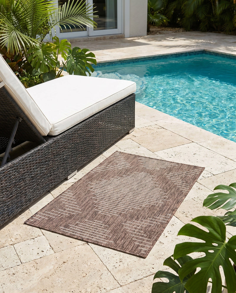 Urban Terrace Collection Area Rug -  Chelsea (Brown) Rectangle Brown  lifestyle 24