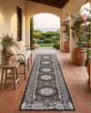 Patio Heritage Collection Area Rug -  Lafayette (Black and White) Runner Black and White  lifestyle 64