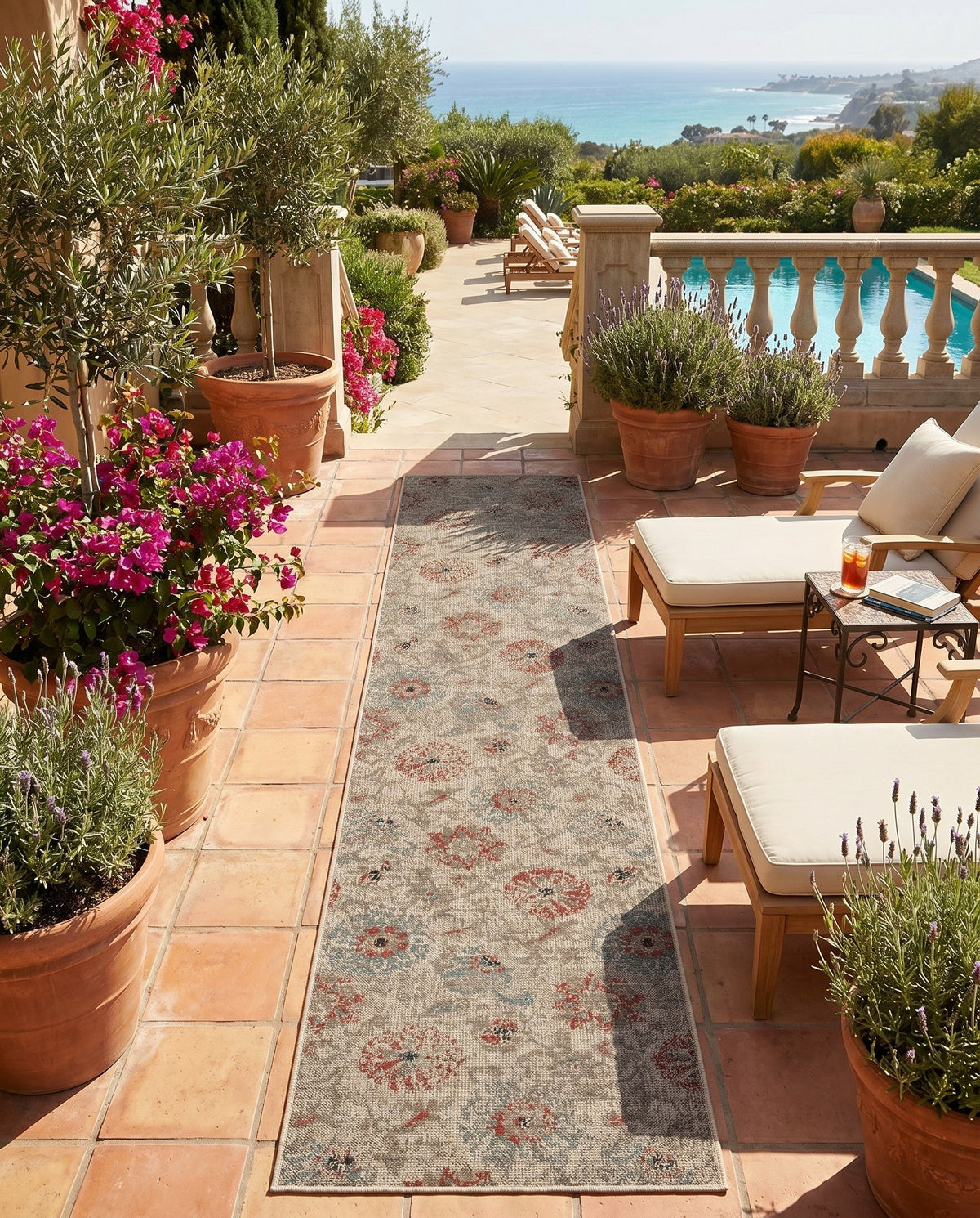 Seaside Blooms Collection Area Rug - Seychelles Runner Beige  lifestyle 151